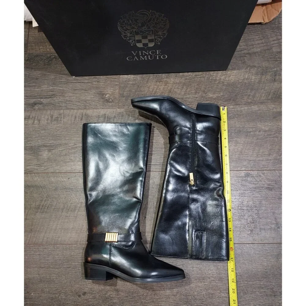 Vince Camuto Melise Extra Wide Calf Black Leather Knee High Boots Size 6.5 W NWT - Picture 7 of 9